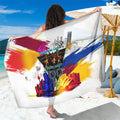 Personalised Brisbane Lions Football Sarong Australia City Skyline Graphic Fierce Mascot Art