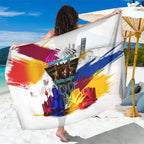 Personalised Brisbane Lions Football Sarong Australia City Skyline Graphic Fierce Mascot Art