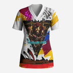 Personalised Brisbane Lions Football Scrub Top Australia City Skyline Graphic Fierce Mascot Art