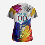 Personalised Brisbane Lions Football Scrub Top Australia City Skyline Graphic Fierce Mascot Art