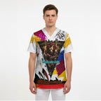 Personalised Brisbane Lions Football Scrub Top Australia City Skyline Graphic Fierce Mascot Art