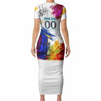 Personalised Brisbane Lions Football Short Sleeve Bodycon Dress Australia City Skyline Graphic Fierce Mascot Art