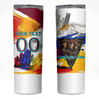 Personalised Brisbane Lions Football Skinny Tumbler Australia City Skyline Graphic Fierce Mascot Art