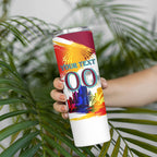 Personalised Brisbane Lions Football Skinny Tumbler Australia City Skyline Graphic Fierce Mascot Art