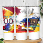 Personalised Brisbane Lions Football Skinny Tumbler Australia City Skyline Graphic Fierce Mascot Art