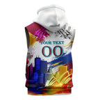 Personalised Brisbane Lions Football Sleeveless Hoodie Australia City Skyline Graphic Fierce Mascot Art