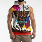 Personalised Brisbane Lions Football Sleeveless Hoodie Australia City Skyline Graphic Fierce Mascot Art