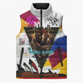 Personalised Brisbane Lions Football Sleeveless Puffer Jacket Australia City Skyline Graphic Fierce Mascot Art