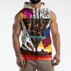 Personalised Brisbane Lions Football Sleeveless Zip Hoodie Australia City Skyline Graphic Fierce Mascot Art