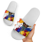 Personalised Brisbane Lions Football Slide Sandals Australia City Skyline Graphic Fierce Mascot Art