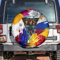 Personalised Brisbane Lions Football Spare Tire Cover Australia City Skyline Graphic Fierce Mascot Art