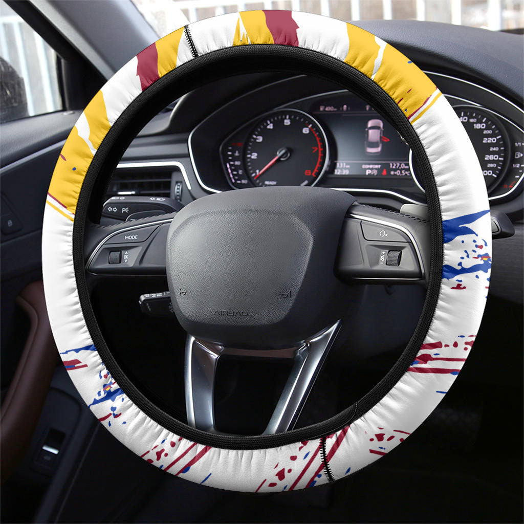 Brisbane Lions Football Steering Wheel Cover Australia City Skyline Graphic Fierce Mascot Art