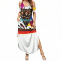 Personalised Brisbane Lions Football Summer Maxi Dress Australia City Skyline Graphic Fierce Mascot Art