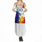 Personalised Brisbane Lions Football Summer Maxi Dress Australia City Skyline Graphic Fierce Mascot Art
