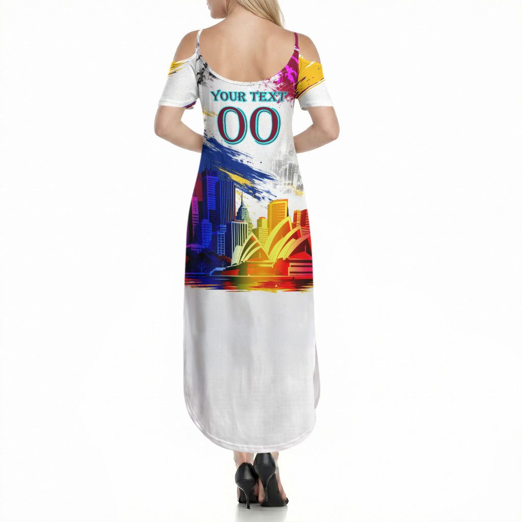 Personalised Brisbane Lions Football Summer Maxi Dress Australia City Skyline Graphic Fierce Mascot Art