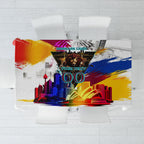 Personalised Brisbane Lions Football Tablecloth Australia City Skyline Graphic Fierce Mascot Art