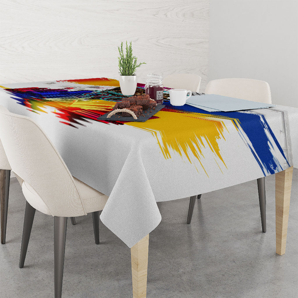 Personalised Brisbane Lions Football Tablecloth Australia City Skyline Graphic Fierce Mascot Art