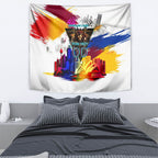Personalised Brisbane Lions Football Tapestry Australia City Skyline Graphic Fierce Mascot Art