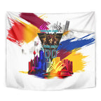 Personalised Brisbane Lions Football Tapestry Australia City Skyline Graphic Fierce Mascot Art