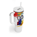 Personalised Brisbane Lions Football Tumbler With Handle Australia City Skyline Graphic Fierce Mascot Art