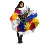 Personalised Brisbane Lions Football Umbrella Australia City Skyline Graphic Fierce Mascot Art