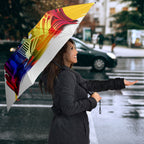 Personalised Brisbane Lions Football Umbrella Australia City Skyline Graphic Fierce Mascot Art