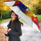 Personalised Brisbane Lions Football Umbrella Australia City Skyline Graphic Fierce Mascot Art