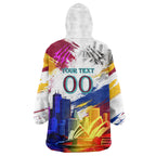 Personalised Brisbane Lions Football Wearable Blanket Hoodie Australia City Skyline Graphic Fierce Mascot Art