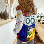 Personalised Brisbane Lions Football Women Casual Shirt Australia City Skyline Graphic Fierce Mascot Art