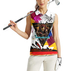 Personalised Brisbane Lions Football Women Sleeveless Polo Shirt Australia City Skyline Graphic Fierce Mascot Art