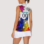 Personalised Brisbane Lions Football Women Sleeveless Polo Shirt Australia City Skyline Graphic Fierce Mascot Art