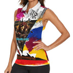 Personalised Brisbane Lions Football Women Sleeveless Polo Shirt Australia City Skyline Graphic Fierce Mascot Art