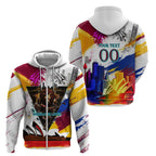 Personalised Brisbane Lions Football Zip Hoodie Australia City Skyline Graphic Fierce Mascot Art