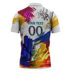 Personalised Brisbane Lions Football Zipper Polo Shirt Australia City Skyline Graphic Fierce Mascot Art