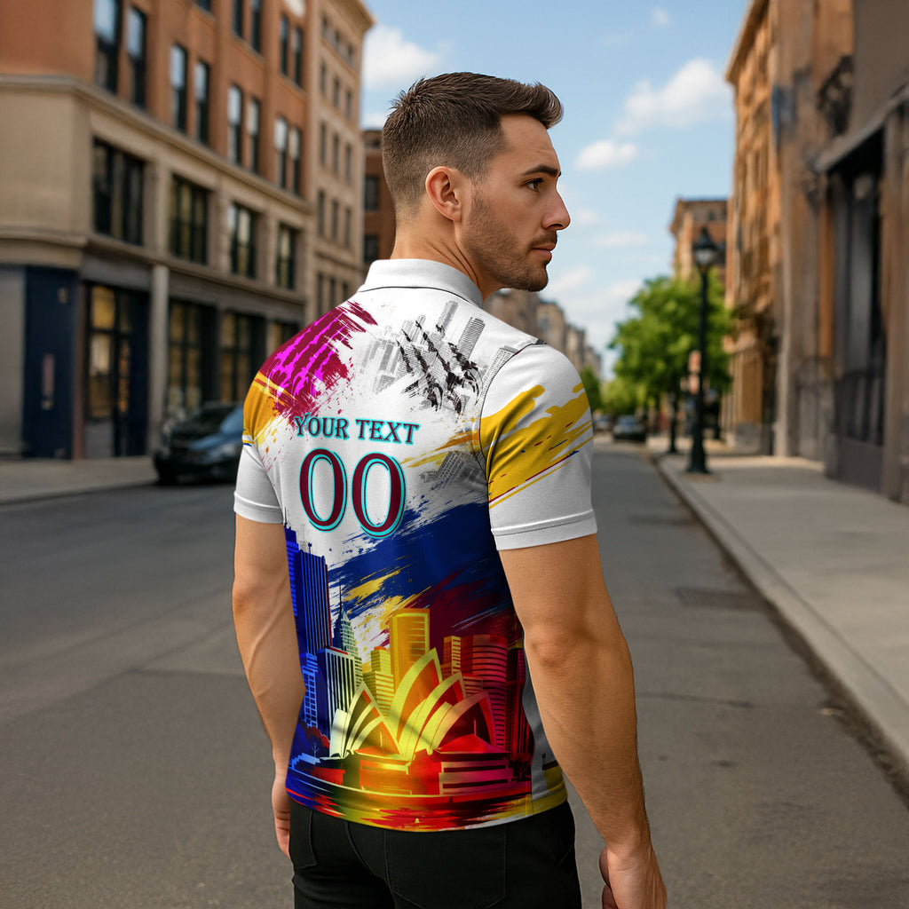 Personalised Brisbane Lions Football Zipper Polo Shirt Australia City Skyline Graphic Fierce Mascot Art
