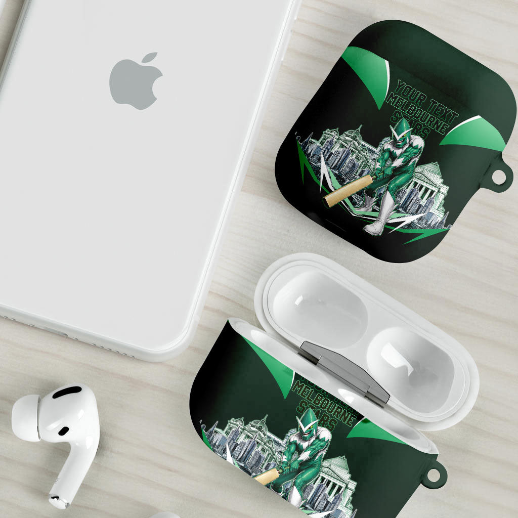 Personalised Melbourne Stars Cricket Mascot Skyline AirPods Case Comic Style Superhero Mascot Fan Art Graphic