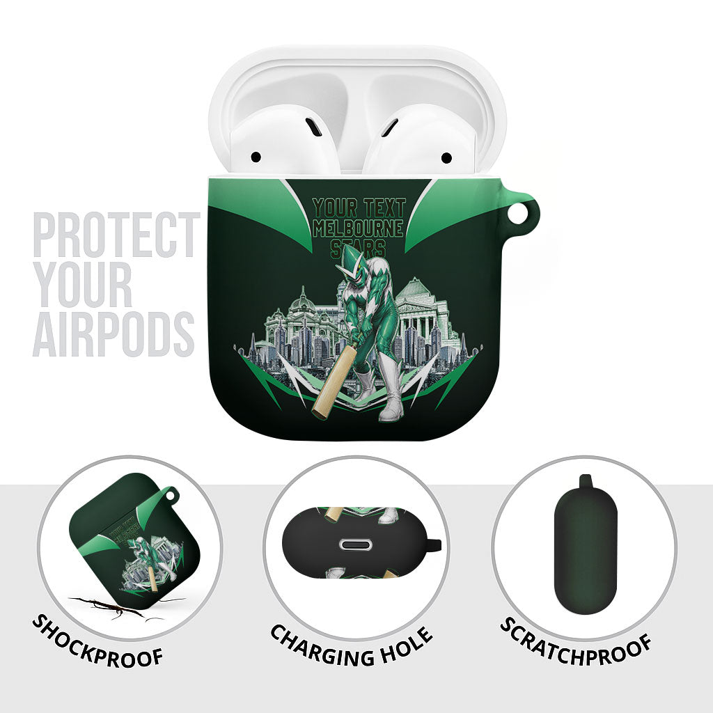 Personalised Melbourne Stars Cricket Mascot Skyline AirPods Case Comic Style Superhero Mascot Fan Art Graphic