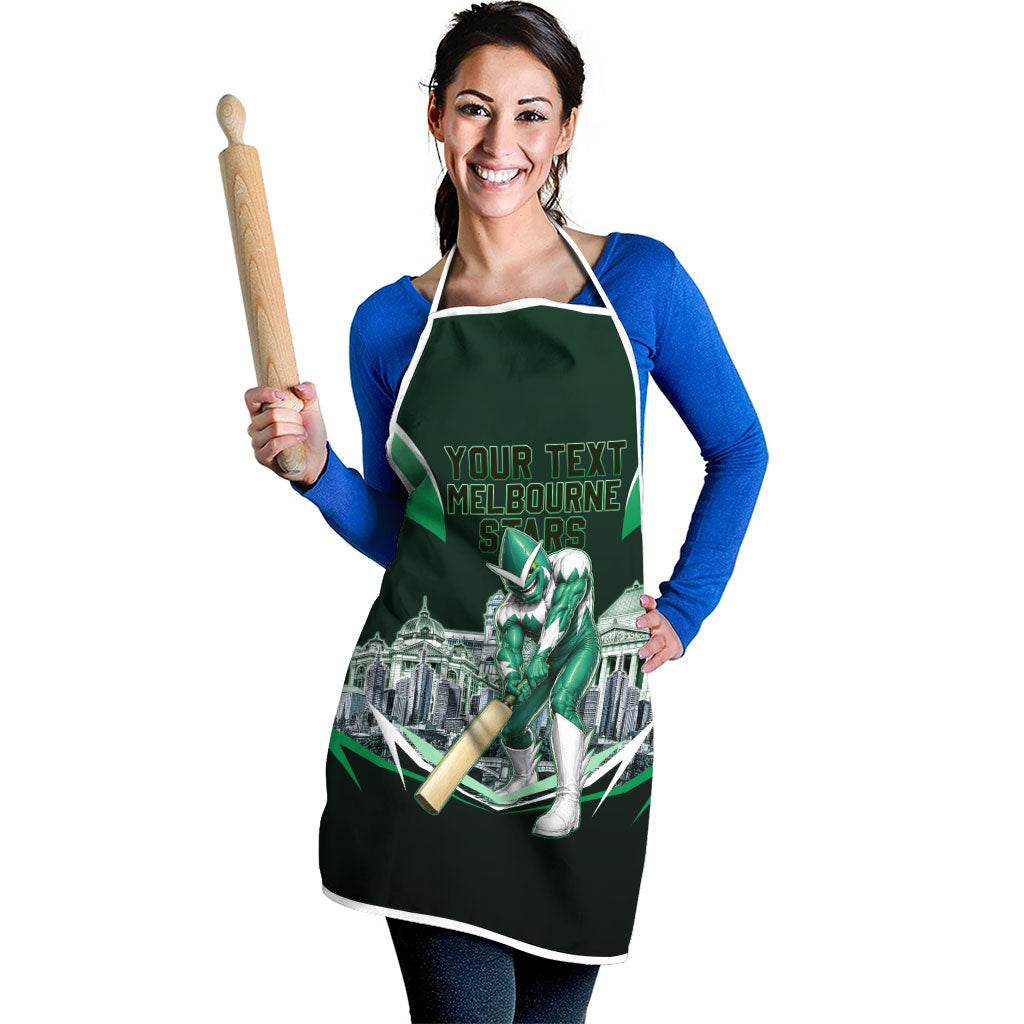 Personalised Melbourne Stars Cricket Mascot Skyline Apron Comic Style Superhero Mascot Fan Art Graphic