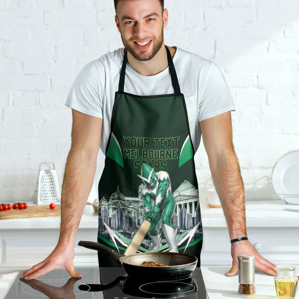 Personalised Melbourne Stars Cricket Mascot Skyline Apron Comic Style Superhero Mascot Fan Art Graphic