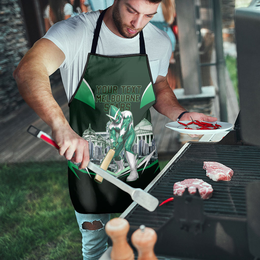 Personalised Melbourne Stars Cricket Mascot Skyline Apron Comic Style Superhero Mascot Fan Art Graphic