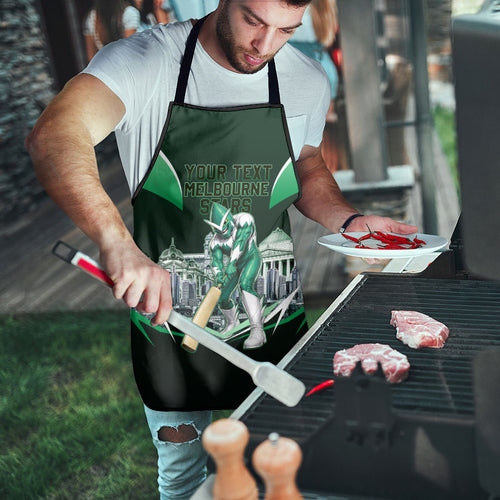 Personalised Melbourne Stars Cricket Mascot Skyline Apron Comic Style Superhero Mascot Fan Art Graphic