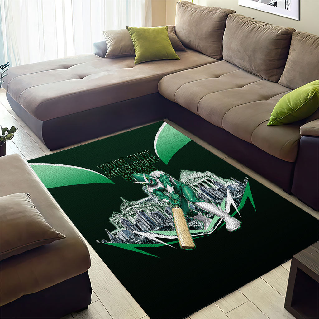Personalised Melbourne Stars Cricket Mascot Skyline Area Rug Comic Style Superhero Mascot Fan Art Graphic
