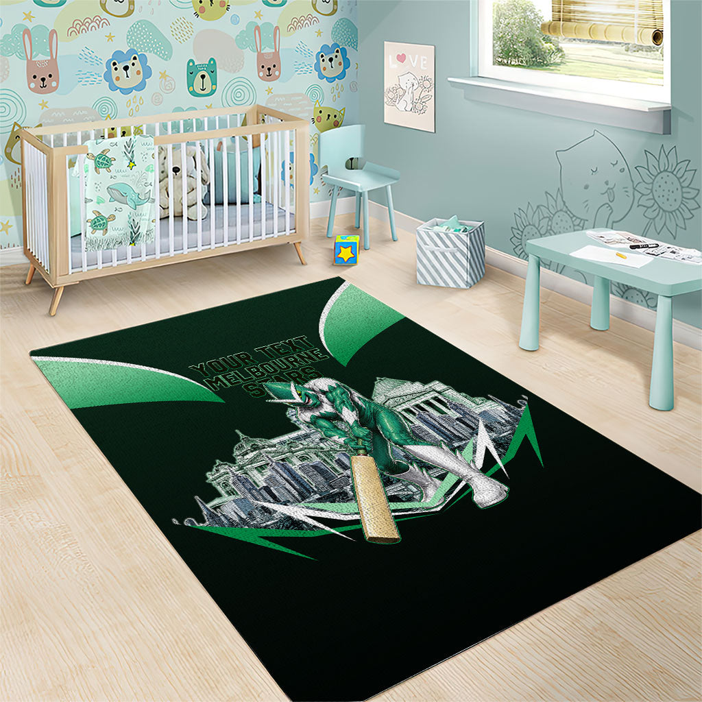 Personalised Melbourne Stars Cricket Mascot Skyline Area Rug Comic Style Superhero Mascot Fan Art Graphic
