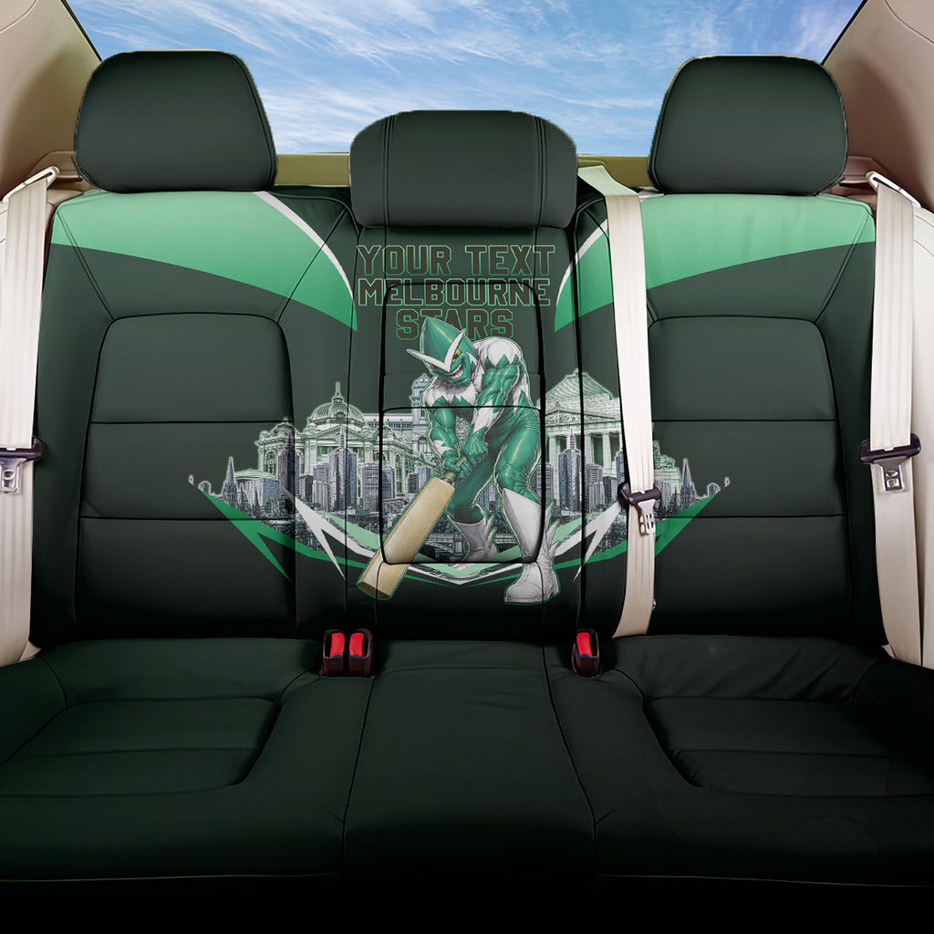 Personalised Melbourne Stars Cricket Mascot Skyline Back Car Seat Cover Comic Style Superhero Mascot Fan Art Graphic