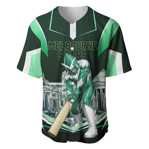 Personalised Melbourne Stars Cricket Mascot Skyline Baseball Jersey Comic Style Superhero Mascot Fan Art Graphic