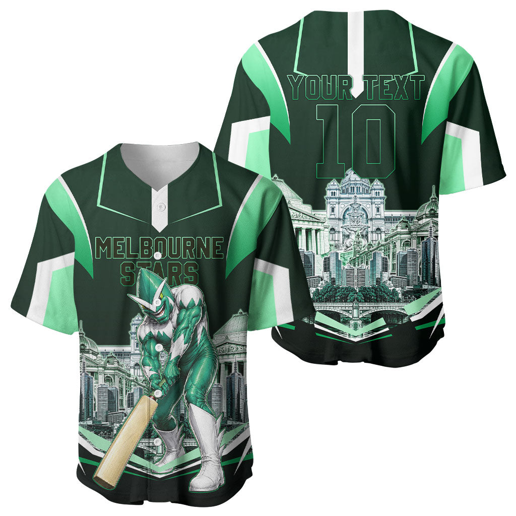 Personalised Melbourne Stars Cricket Mascot Skyline Baseball Jersey Comic Style Superhero Mascot Fan Art Graphic