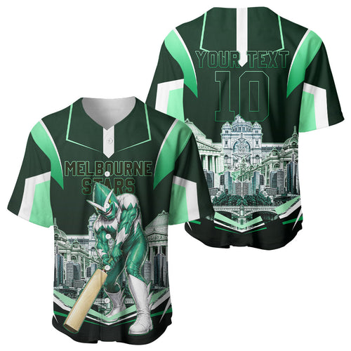 Personalised Melbourne Stars Cricket Mascot Skyline Baseball Jersey Comic Style Superhero Mascot Fan Art Graphic