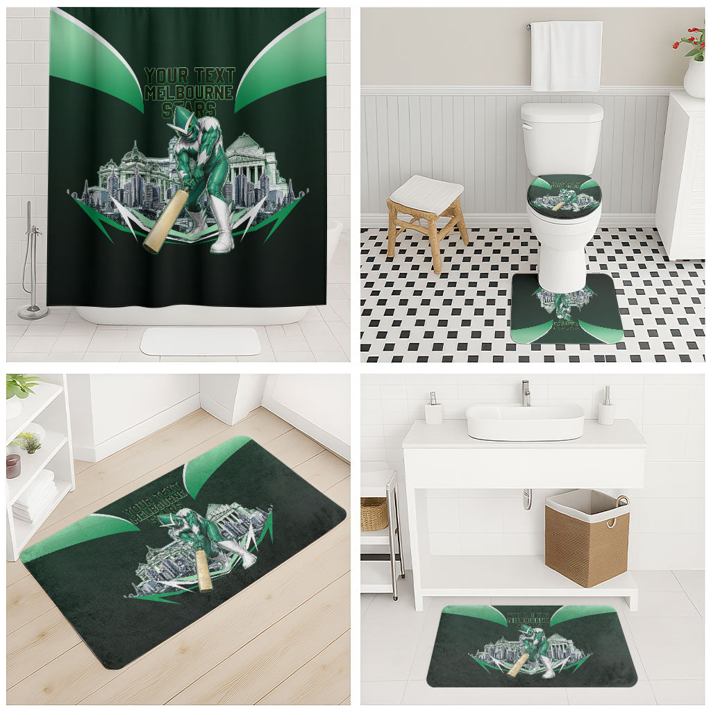 Personalised Melbourne Stars Cricket Mascot Skyline Bathroom Set Comic Style Superhero Mascot Fan Art Graphic