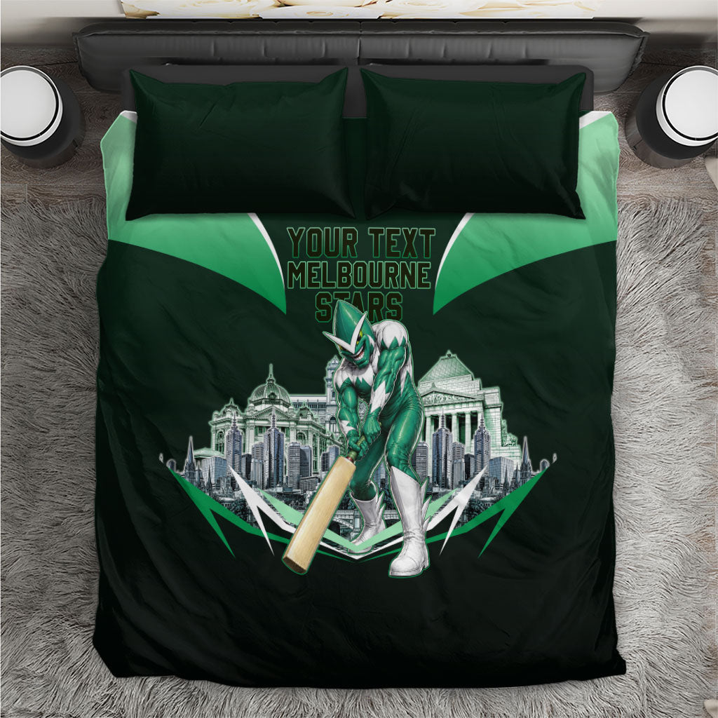 Personalised Melbourne Stars Cricket Mascot Skyline Bedding Set Comic Style Superhero Mascot Fan Art Graphic
