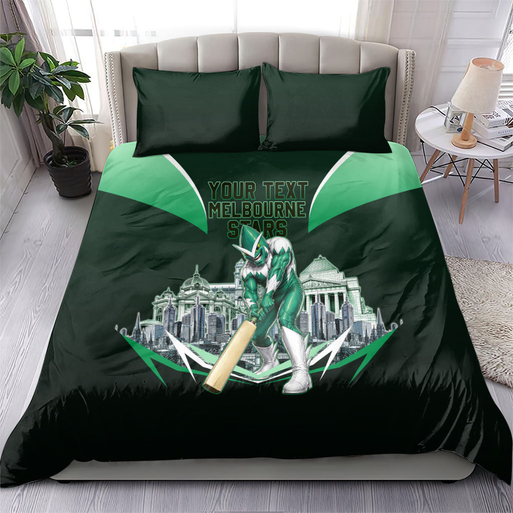 Personalised Melbourne Stars Cricket Mascot Skyline Bedding Set Comic Style Superhero Mascot Fan Art Graphic